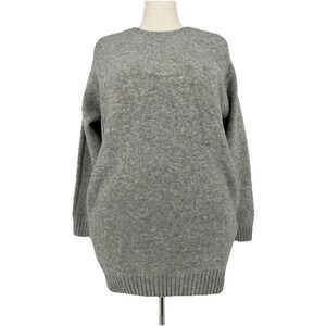 Cozy Gray Chunky Oversized Tunic Sweater Dress Minimalist Slouchy Preppy NWT